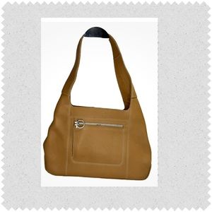 Salvatore Ferragamo Ganani Brown Neutral Leather Shoulder Bag Handbag